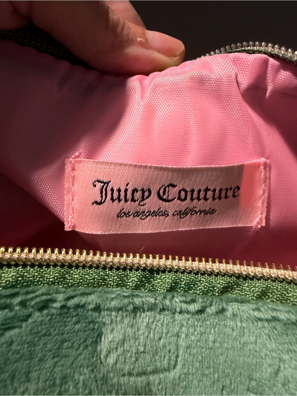 Juicy Couture Green/light teal Plush Makeup Pouch with Gold Logo - Picture 3 of 4